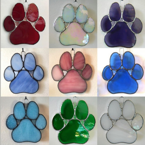 Stained Glass Dog Paw Prints