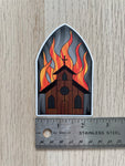 Burning Church Sticker - Dark