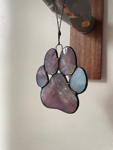 Reserved for Monika - Paw Print Suncatcher - Purple/Blue