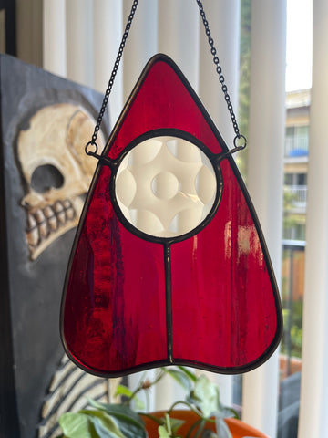 Planchette with Clear Faceted Jewel - Ruby Red