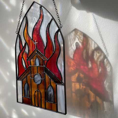 PRE-ORDER - Burning Church Suncatcher