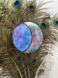 Moon - Iridescent Blue & White Wispy