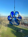 Paw Print Suncatcher - Blue/White/Clear