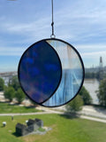 Moon - Iridescent Blue & White Wispy