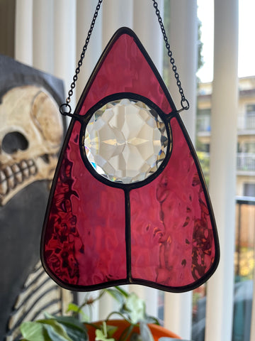 Planchette with Clear Double Faceted Jewel - Cranberry Pink
