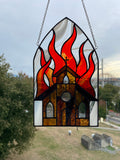 Burning Church Suncatcher - Dark