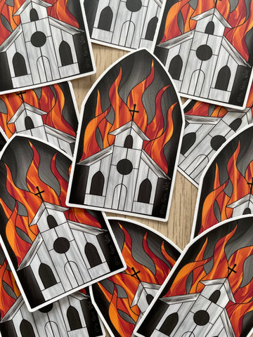 Burning Church Sticker - Light