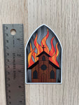 Burning Church Sticker - Dark