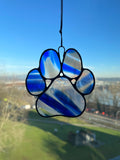 Paw Print Suncatcher - Blue/White/Clear