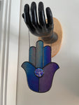 Hamsa Suncatcher - Iridescent Blue Moon