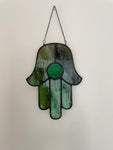 Hamsa Suncatcher - Moss Green with Vintage Jewel