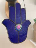 Hamsa Suncatcher - Iridescent Blue Moon