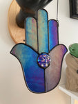 Hamsa Suncatcher - Iridescent Blue Moon