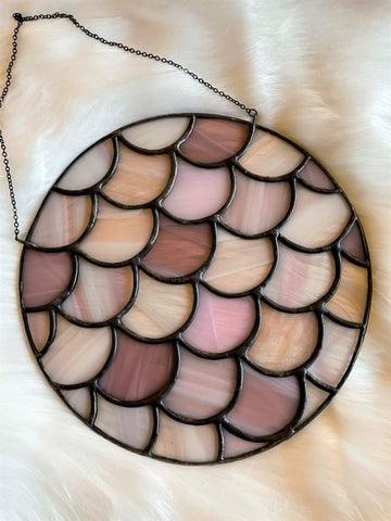 Stained Glass Mermaid Scales Suncatcher - Peaches & Cream