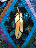 Stained Glass Feather Suncatcher - Canary Yellow - 8"