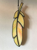 Stained Glass Feather Suncatcher - Canary Yellow - 8"