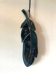 Stained Glass Feather Suncatcher - Blue/Teal Waterglass - 7"