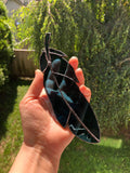 Stained Glass Feather Suncatcher - Blue/Teal Waterglass - 7"