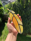 Stained Glass Feather Suncatcher - Canary Yellow - 8"