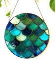 Stained Glass Mermaid Scales Suncatcher - Turquoise 2