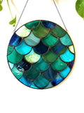 Stained Glass Mermaid Scales Suncatcher - Turquoise 2