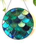 Stained Glass Mermaid Scales Suncatcher - Turquoise 2