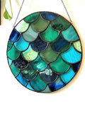 Stained Glass Mermaid Scales Suncatcher - Turquoise 2