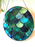 Stained Glass Mermaid Scales Suncatcher - Turquoise 2