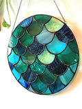 Stained Glass Mermaid Scales Suncatcher - Turquoise 2