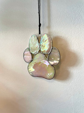 Paw Print Suncatcher - Iridescent Light Yellow