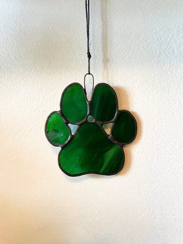 Paw Print Suncatcher - Green Wispy